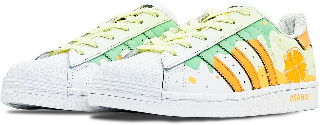 【客製球鞋】adidas originals Superstar 橘子汽水 夏日檸檬 耐磨防滑透氣 舒適百搭 低筒 板鞋 女款 黃橘綠 Shop 【客製球鞋】adidas originals Superstar 橘子汽水 夏日檸檬 耐磨防滑透氣 舒適百搭 低筒 板鞋 女款 黃橘綠