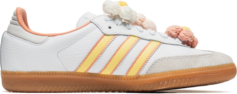【訂製球鞋】 adidas originals Samba OG 下午日光 向日葵 小菊花 防滑 低筒 滑板鞋 女款 白橙 Order 【訂製球鞋】 adidas originals Samba OG 下午日光 向日葵 小菊花 防滑 低筒 滑板鞋 女款 白橙