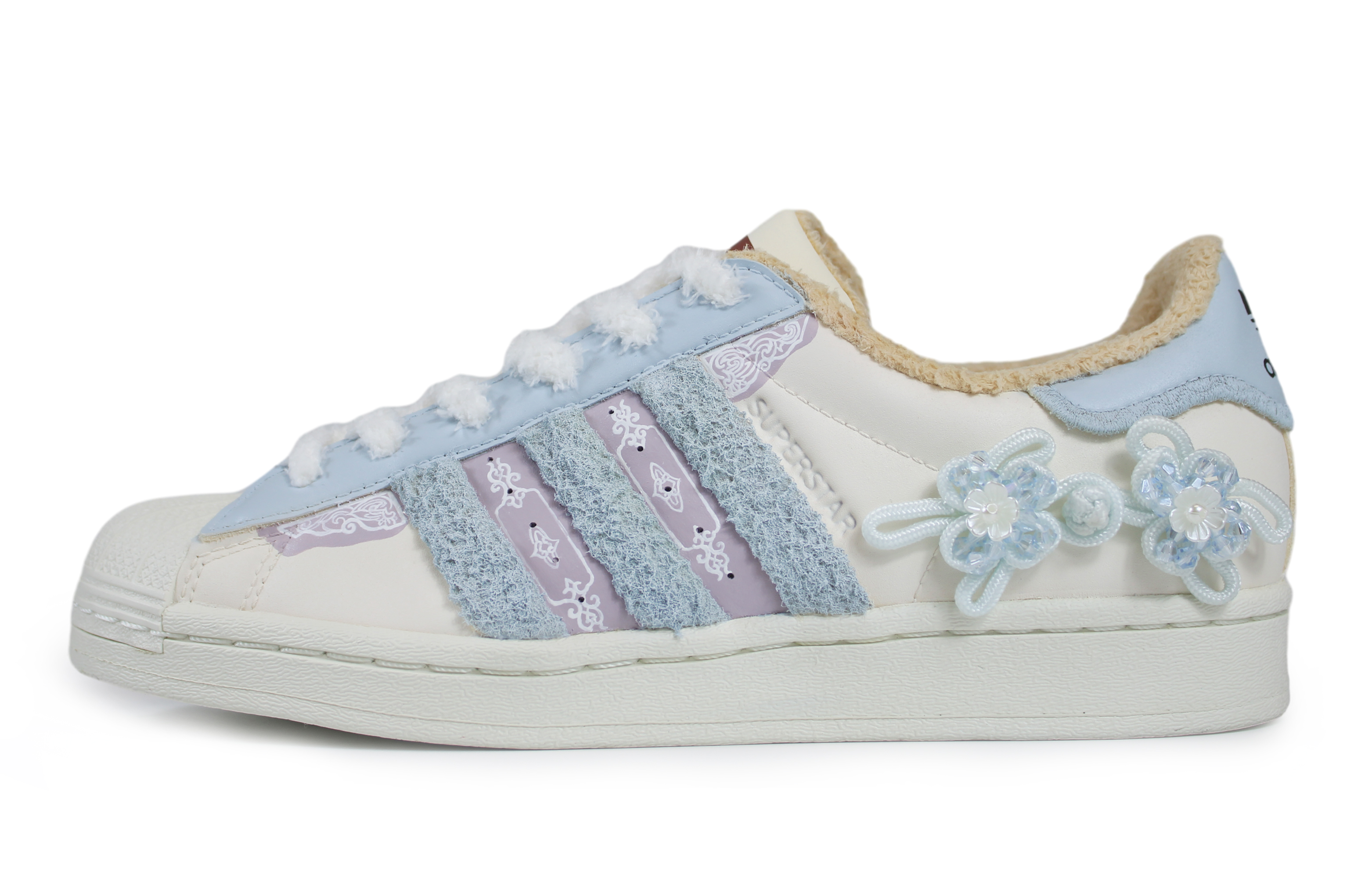 Order 【訂製球鞋】adidas originals Superstar 西楚製造 如夢令 國潮百搭 國風 水晶盤扣 超仙 低筒 板鞋 女款 藍紫米色