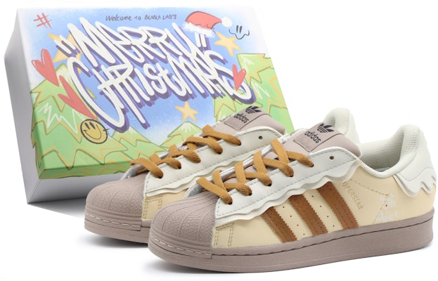 (W) 푸딩 BBL 크리스마스 한정판 아디다스 슈퍼스타 (화이트 브라운) GW4440(Team57-女款布丁) Buy (W) 푸딩 BBL 크리스마스 한정판 아디다스 슈퍼스타 (화이트 브라운) GW4440(Team57-女款布丁)