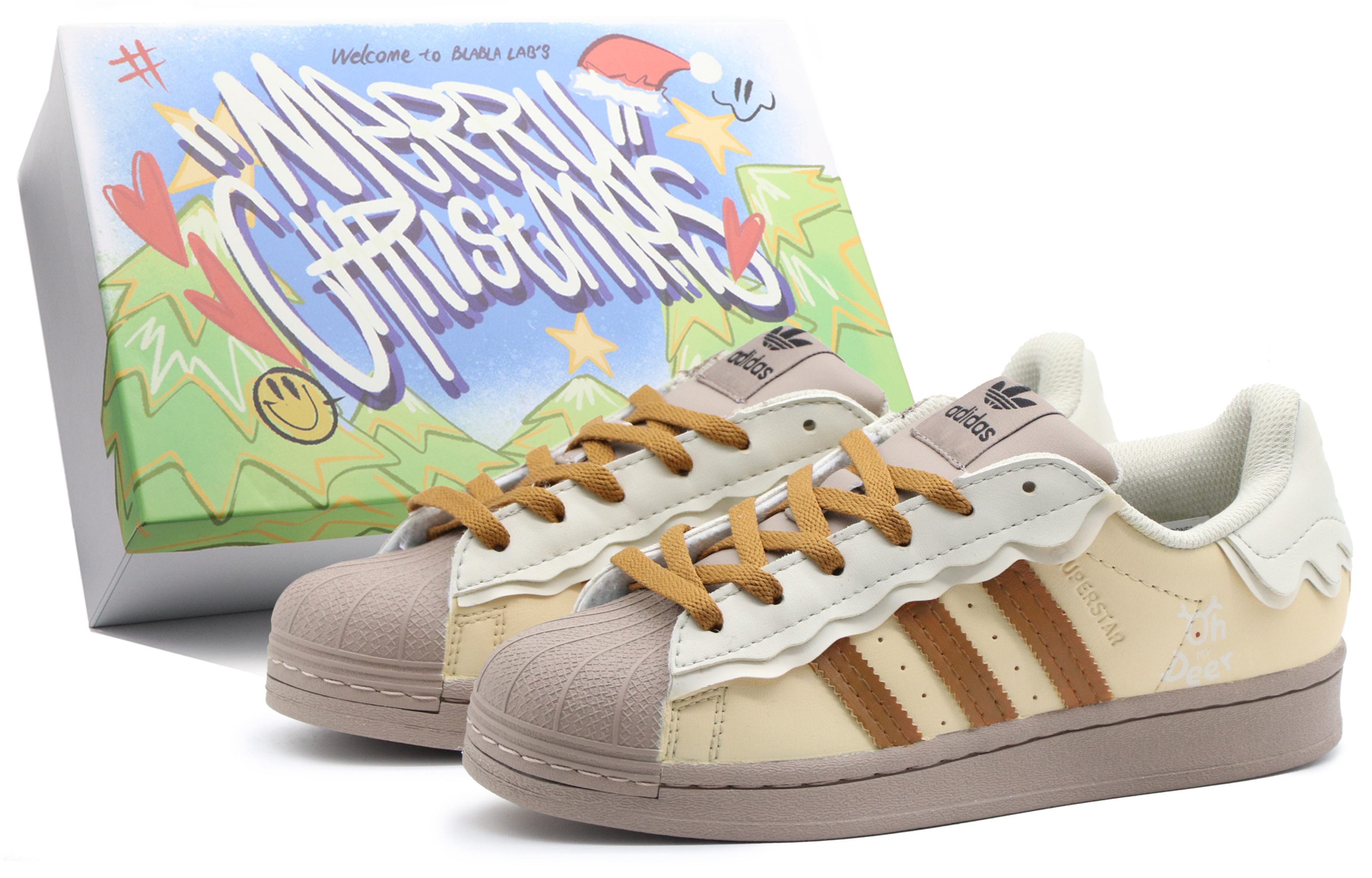 Order (W) 푸딩 BBL 크리스마스 한정판 아디다스 슈퍼스타 (화이트 브라운) GW4440(Team57-女款布丁)