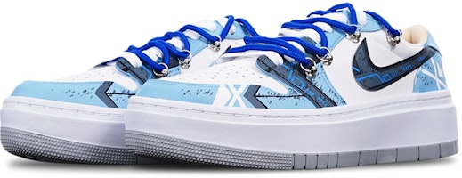 (W) 커스텀 에어 조던 1 로우 '사이버펑크 배틀워른' (Custom AJ1 Low 'Cyberpunk') DH7004-100(TeamT-厚底战损雾霾蓝S-BOX) Lookbook (W) 커스텀 에어 조던 1 로우 '사이버펑크 배틀워른' (Custom AJ1 Low 'Cyberpunk') DH7004-100(TeamT-厚底战损雾霾蓝S-BOX)