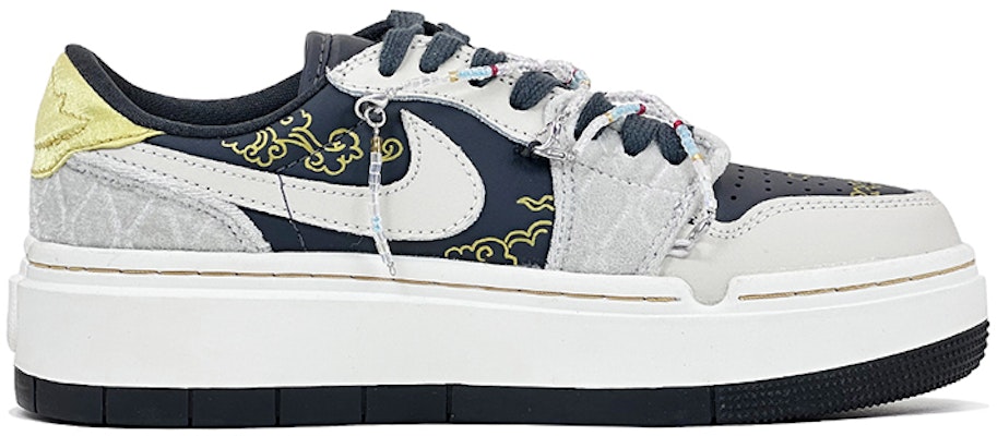 【訂製球鞋】 Jordan Air Jordan 1 elevate low se 青鳥 防滑耐磨 低筒 復古籃球鞋 女款 黑灰金 Order 【訂製球鞋】 Jordan Air Jordan 1 elevate low se 青鳥 防滑耐磨 低筒 復古籃球鞋 女款 黑灰金