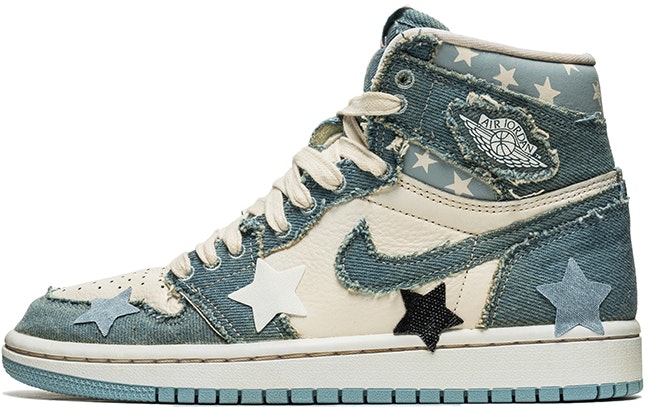 custom-shoes-women-air-jordan-1-high-coffee-dye-denim-star-patch