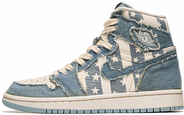 【訂製球鞋】Jordan Air Jordan 1 High OG 野鶴製造 咖啡染 丹寧 牛仔 五角星 條紋 高幫 復古籃球鞋 女款 白藍 Buy 【訂製球鞋】Jordan Air Jordan 1 High OG 野鶴製造 咖啡染 丹寧 牛仔 五角星 條紋 高幫 復古籃球鞋 女款 白藍