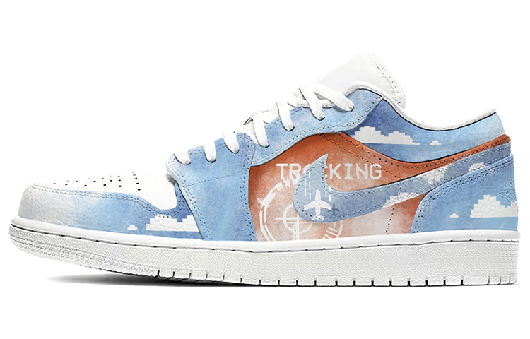 Buy 【訂製球鞋】Jordan Air Jordan 1 Low 風活動 噴繪 王牌飛行員 低幫 復古籃球鞋 女款 藍橙