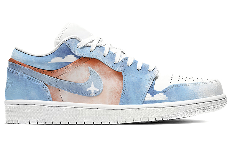 Order 【訂製球鞋】Jordan Air Jordan 1 Low 風活動 噴繪 王牌飛行員 低幫 復古籃球鞋 女款 藍橙
