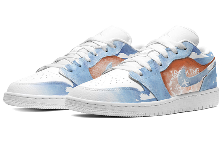 Lookbook 【訂製球鞋】Jordan Air Jordan 1 Low 風活動 噴繪 王牌飛行員 低幫 復古籃球鞋 女款 藍橙