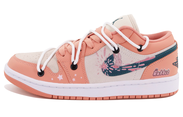 Buy 【定製球鞋】 Jordan Air Jordan 1 Low 新中式 潮流兔年 天使兔幾 低幫 復古籃球鞋 女款 粉藍色
