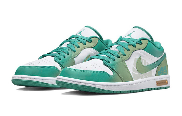 Lookbook (W) [Sepatu Custom] Air Jordan 1 Low 'Bamboo Fortune' Pria Wanita DC0774-132(Team48-富贵竹)