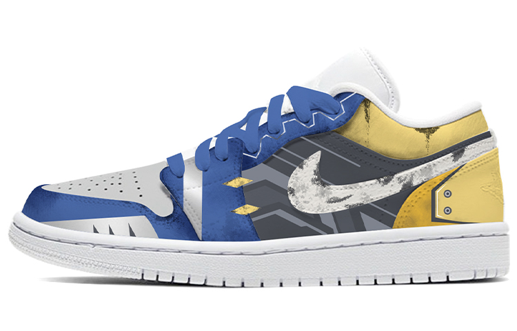 Buy (W) [定制鞋款] Air Jordan 1 Low "机甲喷雾战损" 553560-130(TeamE--女款战损机甲蓝黄)