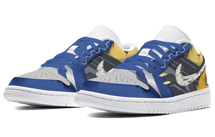 Lookbook (W) [定制鞋款] Air Jordan 1 Low "机甲喷雾战损" 553560-130(TeamE--女款战损机甲蓝黄)