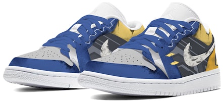 【客製化球鞋】Jordan Air Jordan 1 Low 戰損 機甲 噴繪 風活動 防滑耐磨 低筒 復古籃球鞋 女款 藍黃 Lookbook 【客製化球鞋】Jordan Air Jordan 1 Low 戰損 機甲 噴繪 風活動 防滑耐磨 低筒 復古籃球鞋 女款 藍黃