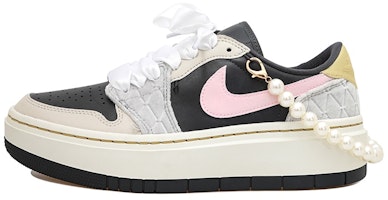 (W) 【カスタムシューズ】(女性用) エアジョーダン1 ロー「ブラックグレーピンクパールサッシュ」 DV1494-001(Team拾玖-珍珠公主S-BOX) Order (W) 【カスタムシューズ】(女性用) エアジョーダン1 ロー「ブラックグレーピンクパールサッシュ」 DV1494-001(Team拾玖-珍珠公主S-BOX)