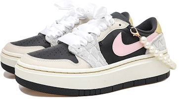 (W) 【カスタムシューズ】(女性用) エアジョーダン1 ロー「ブラックグレーピンクパールサッシュ」 DV1494-001(Team拾玖-珍珠公主S-BOX) Shop (W) 【カスタムシューズ】(女性用) エアジョーダン1 ロー「ブラックグレーピンクパールサッシュ」 DV1494-001(Team拾玖-珍珠公主S-BOX)