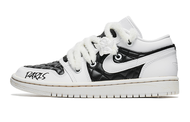 Buy (W) 에어 조던 1 로우 '블랙 화이트 트위드' (커스텀 슈즈) DB6480-100(TeamB-女款黑白解构K-BOX)