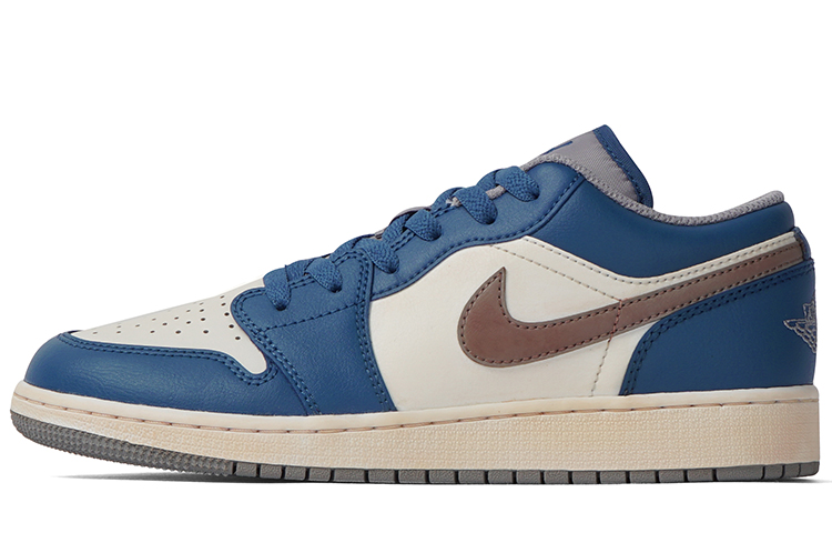 Buy 【客製球鞋】Jordan Air Jordan 1 低筒 藍色沙漠 咖啡浸染 vibe風 摩卡 復古風篮球鞋 女款 藍色