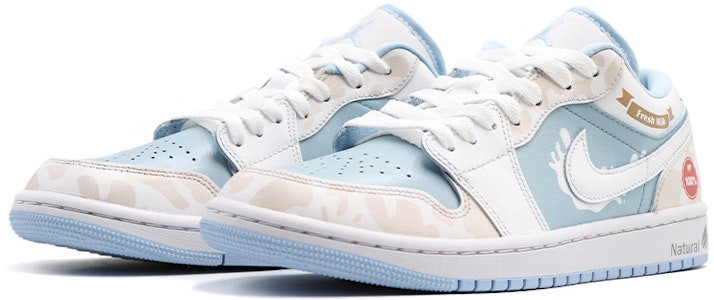 (W) 에어 조던 1 로우 "블루 화이트 우유 프린트" 커스텀 DC0774-141(Team17-女款牛奶) Lookbook (W) 에어 조던 1 로우 "블루 화이트 우유 프린트" 커스텀 DC0774-141(Team17-女款牛奶)