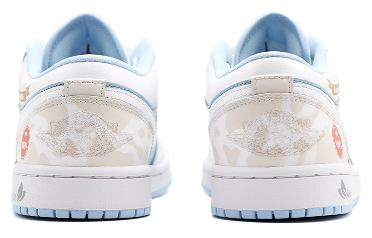 Purchase (W) 에어 조던 1 로우 "블루 화이트 우유 프린트" 커스텀 DC0774-141(Team17-女款牛奶)