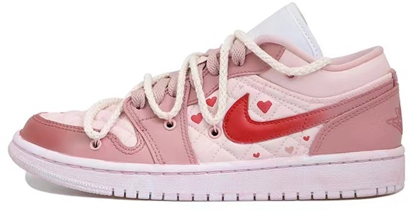 【定制球鞋】Jordan Air Jordan 1 Low OKHR 愛心 腮紅 麻繩 做舊 暈染 低筒 復古籃球鞋 女款 粉色 Order 【定制球鞋】Jordan Air Jordan 1 Low OKHR 愛心 腮紅 麻繩 做舊 暈染 低筒 復古籃球鞋 女款 粉色