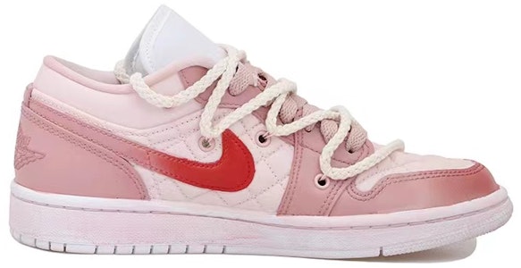 【定制球鞋】Jordan Air Jordan 1 Low OKHR 愛心 腮紅 麻繩 做舊 暈染 低筒 復古籃球鞋 女款 粉色 Lookbook 【定制球鞋】Jordan Air Jordan 1 Low OKHR 愛心 腮紅 麻繩 做舊 暈染 低筒 復古籃球鞋 女款 粉色