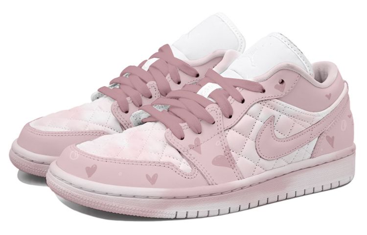 Shop (W) [Kasut Custom] Air Jordan 1 Low 'Blush Pink' DB6480-100(Team拾玖-浪漫甜心S-BOX）