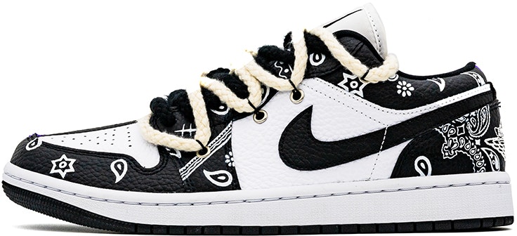 custom-shoes-women-air-jordan-1-low-cashew-flower-asymmetrical