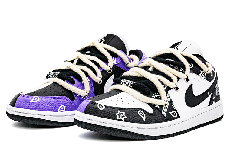 [Custom Shoes] (W) Jordan 1 Low 'Cashew Flower Asymmetrical' 圖 3