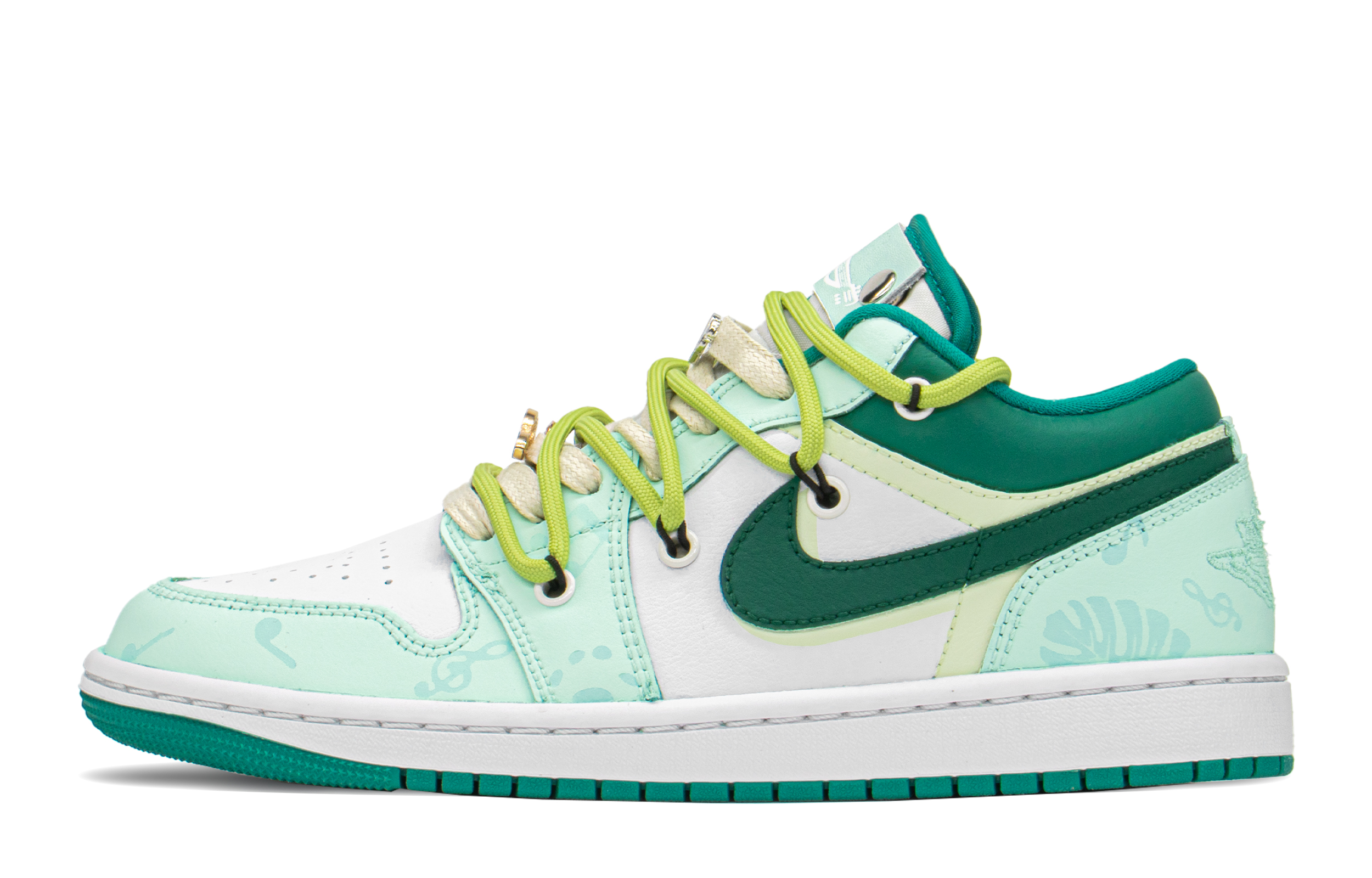 Order (W) [Sepatu Kustom] Air Jordan 1 Low 'Eksklusif Istana - Putih Hijau' DC0774-132(TeamA-AJ城堡音乐龟S-BOX)