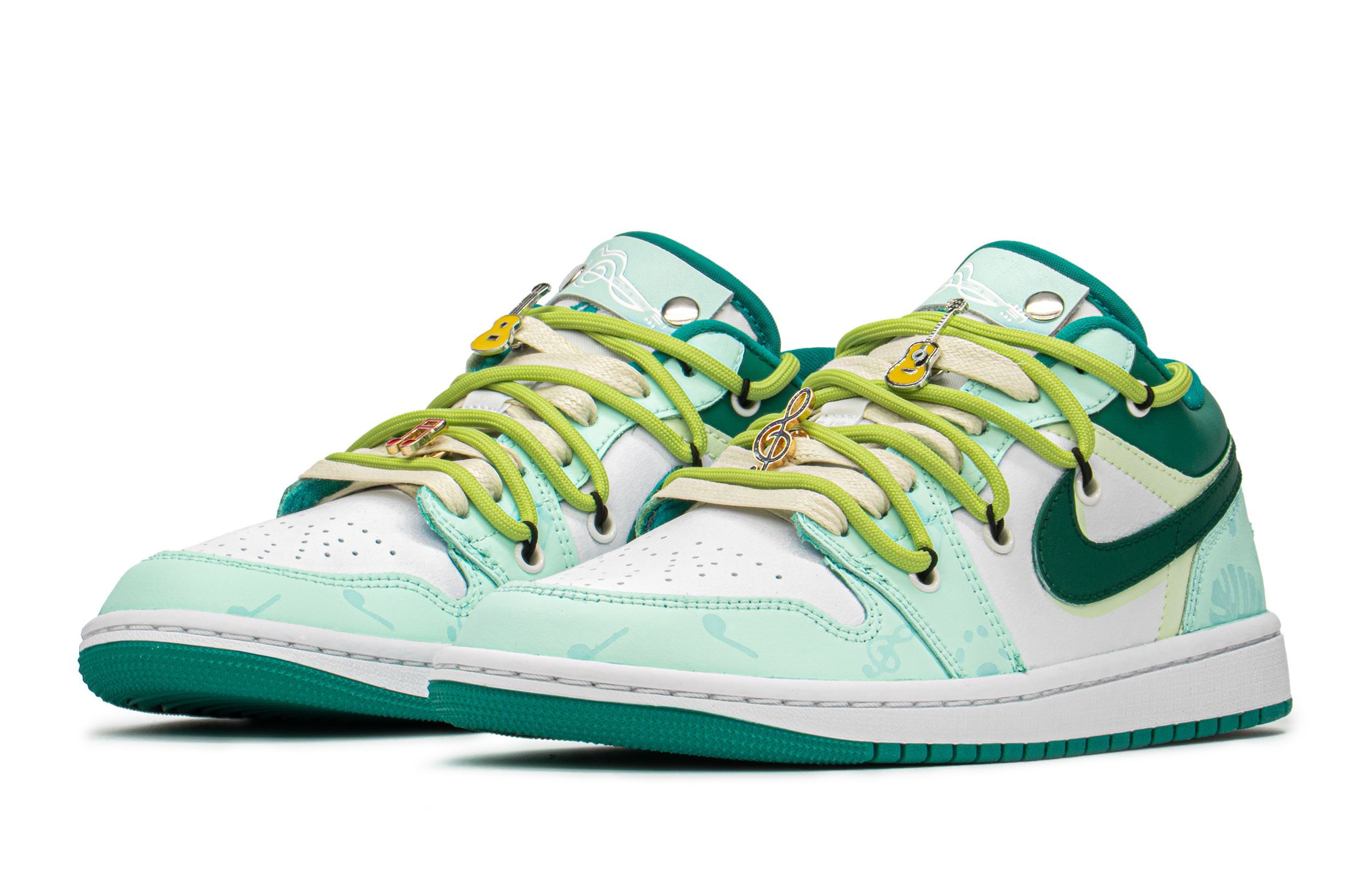 Shop (W) [Sepatu Kustom] Air Jordan 1 Low 'Eksklusif Istana - Putih Hijau' DC0774-132(TeamA-AJ城堡音乐龟S-BOX)