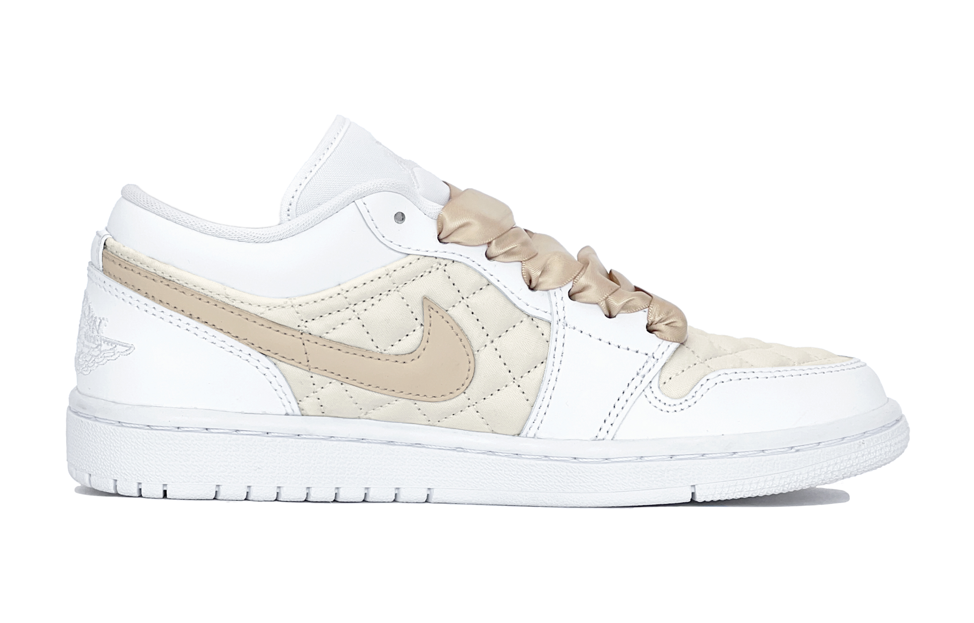 Order (W) [Kasut Custom] Air Jordan 1 Low 'Chanel Inspired Champagne Gold' Emas Mewah DB6480-100(TeamS-珍珠香槟金)