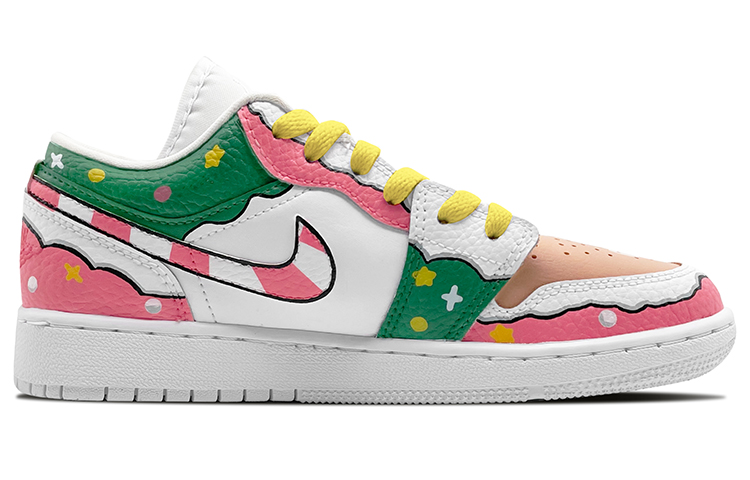 Order (W) [Sepatu Kustom] Air Jordan 1 Low 'Permen Natal' 553560-130(Team-E女款圣诞限定红绿白)
