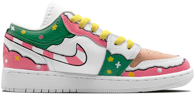 【訂製球鞋】 Jordan Air Jordan 1 Low 皮質 聖誕糖果 噴繪 低筒 復古籃球鞋 女款 紅綠白 Order 【訂製球鞋】 Jordan Air Jordan 1 Low 皮質 聖誕糖果 噴繪 低筒 復古籃球鞋 女款 紅綠白