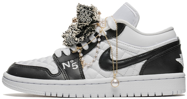 (W) 에어 조던 1 로우 '샤넬 블랙&화이트' (커스텀) DB6480-100(TeamB-女款蝴蝶结K-BOX) Order (W) 에어 조던 1 로우 '샤넬 블랙&화이트' (커스텀) DB6480-100(TeamB-女款蝴蝶结K-BOX)