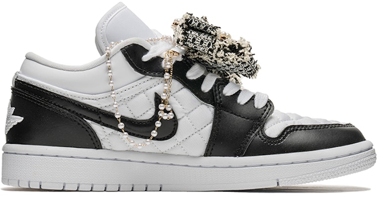 (W) 에어 조던 1 로우 '샤넬 블랙&화이트' (커스텀) DB6480-100(TeamB-女款蝴蝶结K-BOX) Lookbook (W) 에어 조던 1 로우 '샤넬 블랙&화이트' (커스텀) DB6480-100(TeamB-女款蝴蝶结K-BOX)