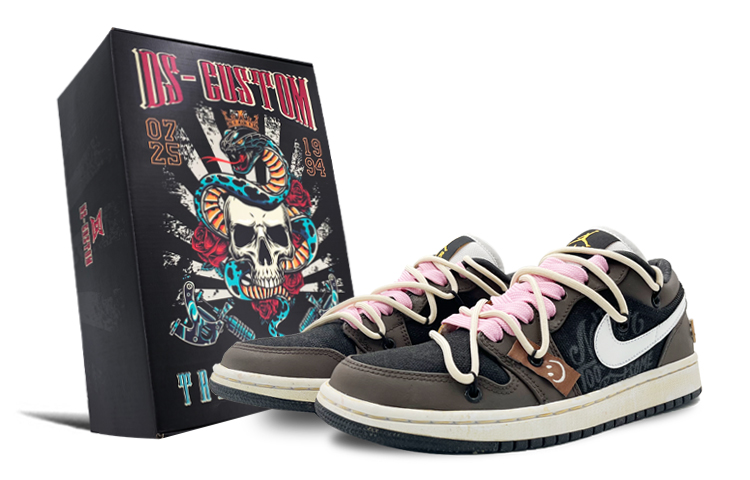 Buy (W) 에어 조던 1 로우 '블랙 브라운' (커스텀) CZ4776-107(TeamK-甜心黑巧S-BOX)