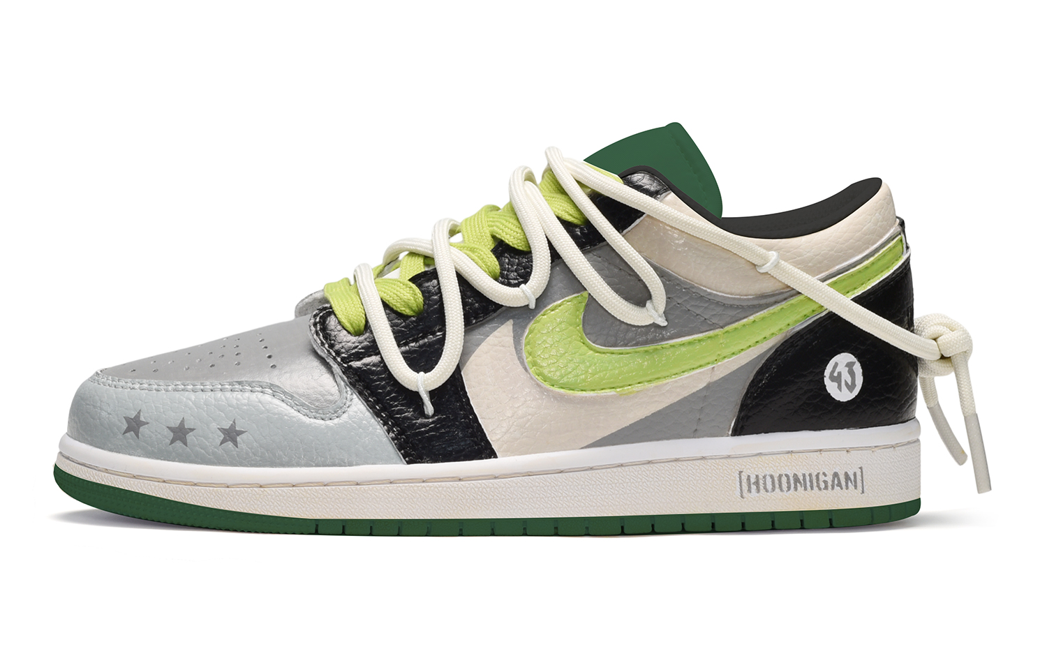 Buy (W) 에어 조던 1 로우 '별 다섯 빈티지' (or) 조던 1 로우 '별다섯 빈티지' 553560-065(TeamE-女款五星黑灰绿)