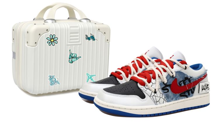 [Custom Shoes] (W) Jordan 1 Low 'Explosive Denim Love Frayed'