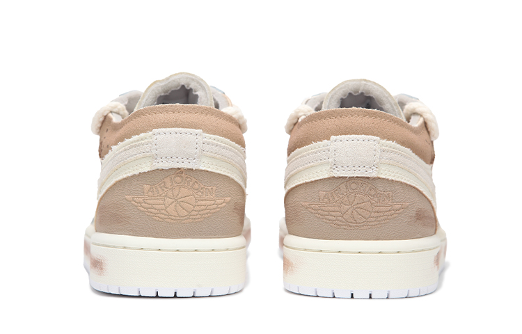 Shop 【客製球鞋】 Jordan Air Jordan 1 火心 廢土風 氧化浸染 做舊 復古 解構綁帶 低筒 板鞋 女款 灰棕