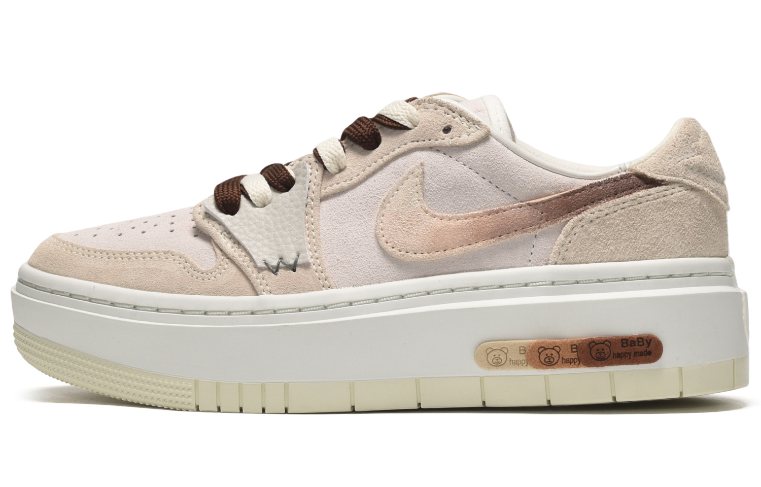 Buy 【定製球鞋】 Jordan Air Jordan 1 CUS ID 漸變 小熊 低筒 復古籃球鞋 女款 白棕