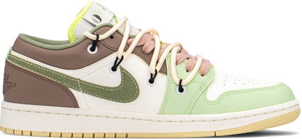 【客製化球鞋】Jordan Air Jordan 1 簡約 低筒 復古籃球鞋 女款 綠棕 Order 【客製化球鞋】Jordan Air Jordan 1 簡約 低筒 復古籃球鞋 女款 綠棕