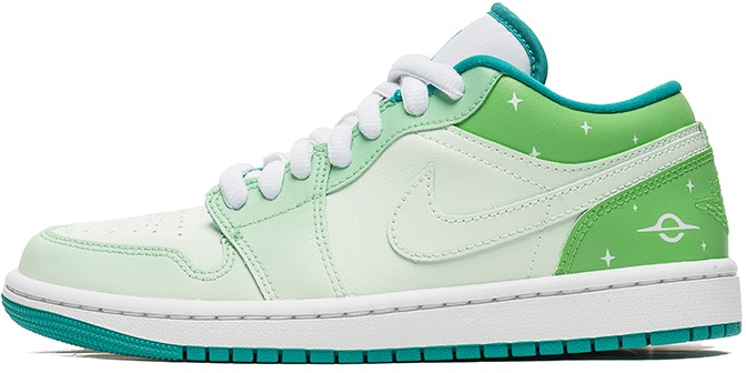 custom-shoes-women-air-jordan-1-low-green-graffiti-galaxy