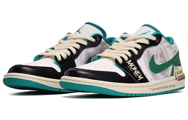 Lookbook (W) 에어 조던 1 로우 '그린/화이트/블랙 머니' DC0774-132(TeamE-女款Money绿白黑)