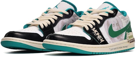 (W) Jordan 1 Low Verde, Blanco y Negro "Make Money" DC0774-132(TeamE-女款Money绿白黑) Lookbook (W) Jordan 1 Low Verde, Blanco y Negro "Make Money" DC0774-132(TeamE-女款Money绿白黑)