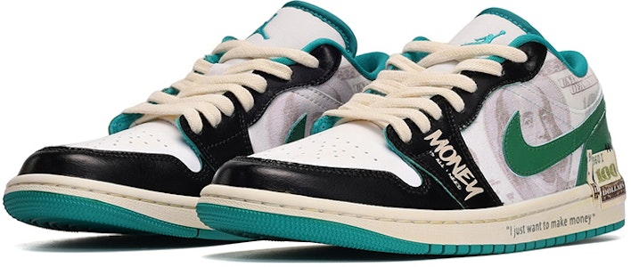 (W) 에어 조던 1 로우 '그린/화이트/블랙 머니' DC0774-132(TeamE-女款Money绿白黑) Lookbook (W) 에어 조던 1 로우 '그린/화이트/블랙 머니' DC0774-132(TeamE-女款Money绿白黑)