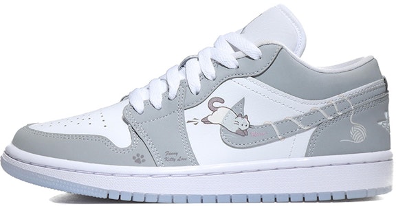 【定制球鞋】Jordan Air Jordan 1 毛線貓 清新 簡約百搭 可愛復古出遊 輕便耐磨 低幫 復古籃球鞋 女款 灰白 Buy 【定制球鞋】Jordan Air Jordan 1 毛線貓 清新 簡約百搭 可愛復古出遊 輕便耐磨 低幫 復古籃球鞋 女款 灰白