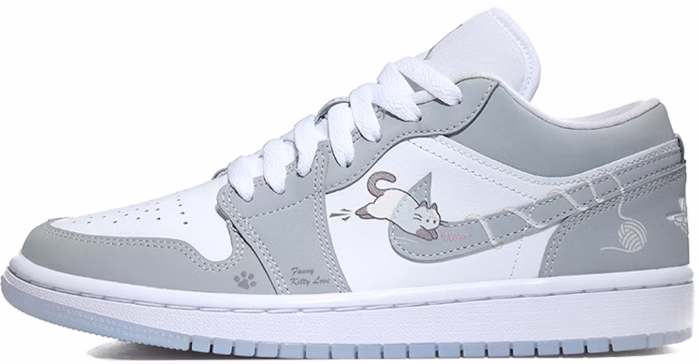 【定制球鞋】Jordan Air Jordan 1 毛線貓 清新 簡約百搭 可愛復古出遊 輕便耐磨 低幫 復古籃球鞋 女款 灰白 Buy 【定制球鞋】Jordan Air Jordan 1 毛線貓 清新 簡約百搭 可愛復古出遊 輕便耐磨 低幫 復古籃球鞋 女款 灰白