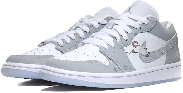 【定制球鞋】Jordan Air Jordan 1 毛線貓 清新 簡約百搭 可愛復古出遊 輕便耐磨 低幫 復古籃球鞋 女款 灰白 Lookbook 【定制球鞋】Jordan Air Jordan 1 毛線貓 清新 簡約百搭 可愛復古出遊 輕便耐磨 低幫 復古籃球鞋 女款 灰白