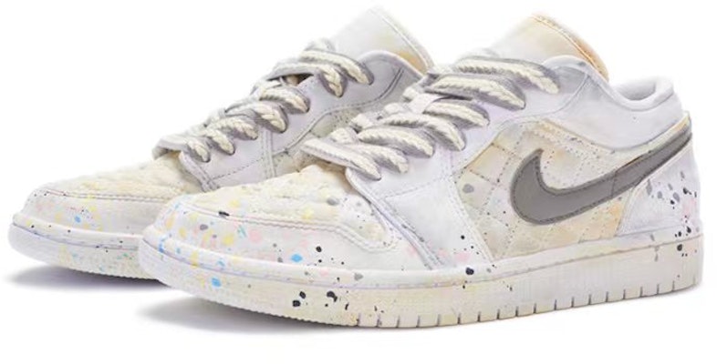 【定制球鞋】Jordan Air Jordan 1 Low 厮守余生 手繪噴繪 特殊鞋盒 低幫 復古籃球鞋 女款 米白 Lookbook 【定制球鞋】Jordan Air Jordan 1 Low 厮守余生 手繪噴繪 特殊鞋盒 低幫 復古籃球鞋 女款 米白