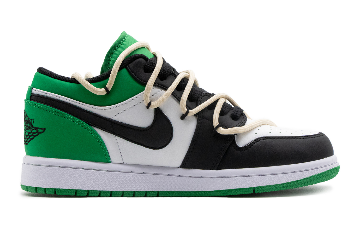 Order (W) [Sepatu Kustom] Air Jordan 1 Low 'Kuning Hijau Putih Hitam' 553560-065(Team57-女款柠檬)